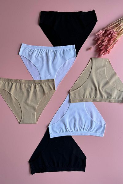 VicTroy Water Hug |   Laser Cut 6 Pack Cotton Seamless Women's Panties Feel Soft Touch (Elosia-50E27)