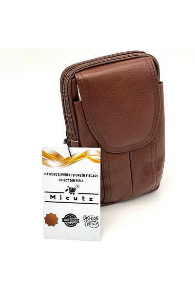 Micutz Coffee Belt Bag with Phone Compartment, Micutz®, Leather, 19 x 11 x 4.5 cm