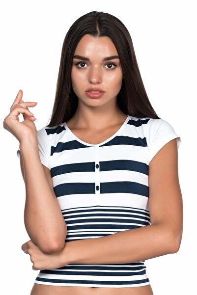 Emay White-Navy Mi 5026 Soft Seamless t Shirt