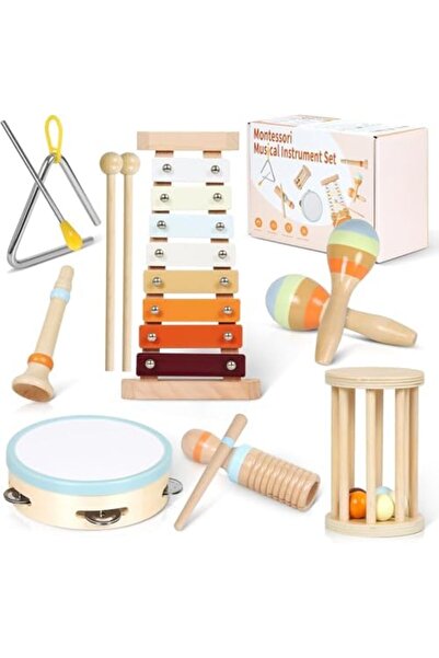 SKY TOUCH مجموعة آلات موسيقية خشبية من سكاي تاتش مونتيسوري، لعبة إكسيليفون للأطفال، مناسبة لحديثي الولادة