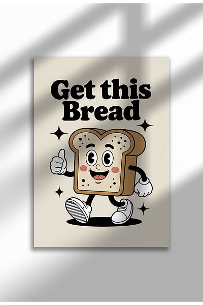 21mxm Unframed Kitchen Wall Art - Get This Bread Poster A3