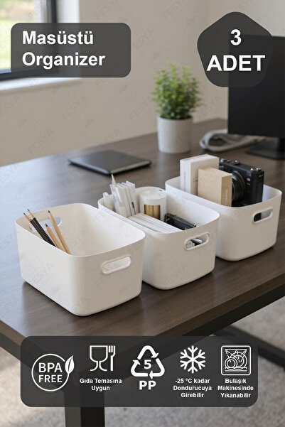 Fesya Home 3 komada organizatora za radnu površinu, plastični višenamenski or...