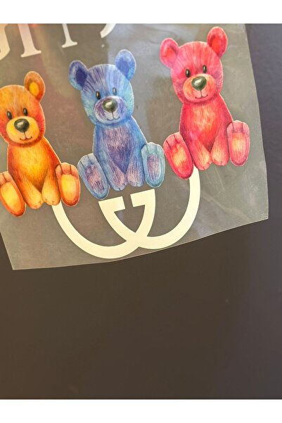 Gönülden Tasarım Σχέδιο 3 τεμαχίων Αρκούδα Εκτύπωση Μεταφοράς Αρμά 20x20 εκ