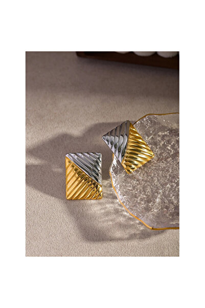 Eva Grace Cercei Talia, dreptunghiulari, mix auriu și argintiu, în stil vintage, din oțel inoxidabil placat