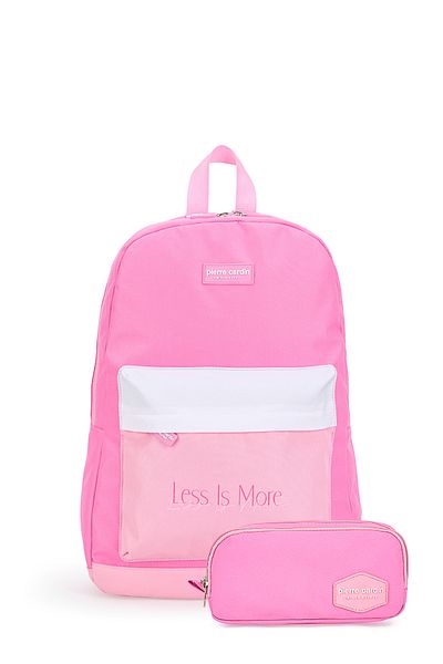 Pierre Cardin 1005-3006 School Bag with Pen Holder Waterproof Multi-Compartment Pink
