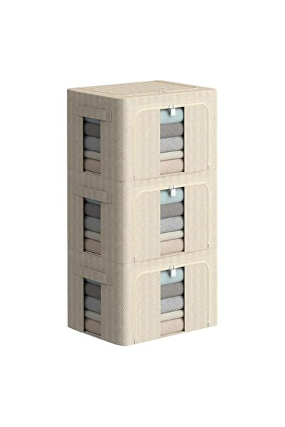 Generic U-HOOME 3 قطع من صناديق تنظيم تخزين الملابس 66 لتر، صندوق تخزين بإطار...