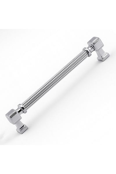 Badem10 Talas 224 mm Striped Chrome Color Metal Handle Furniture Drawer Kitchen Cabinet Cupboard Handles Kulb 22.4 cm