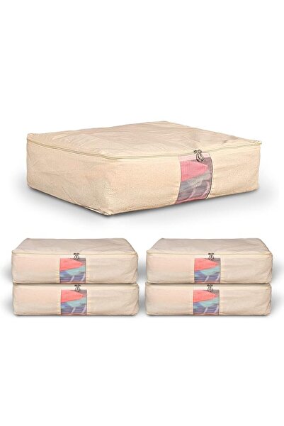 Generic صندوق/أغطية/أكياس تخزين ملابس قطنية من SOLSTICE بسحاب (18 × 16 × 4.5 ...