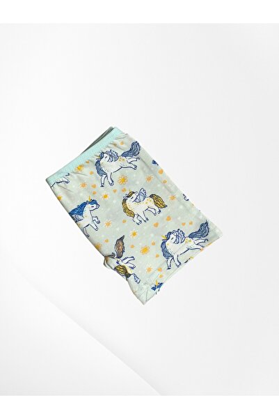 elmas kids Girl's 100% Cotton Green Color Unicorn Patterned Thin Strap Undershirt Boxer Set