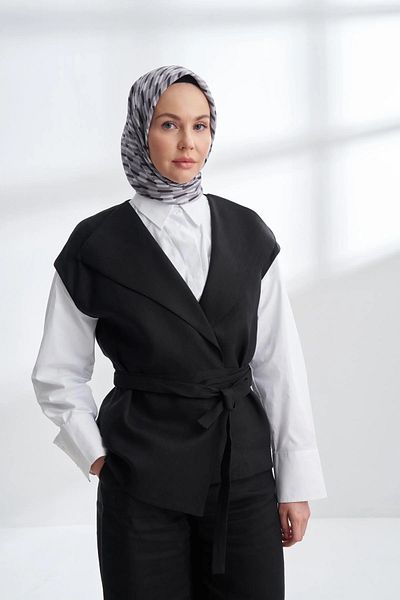 ARMANDA Gray Twill Silk Scarf 4304