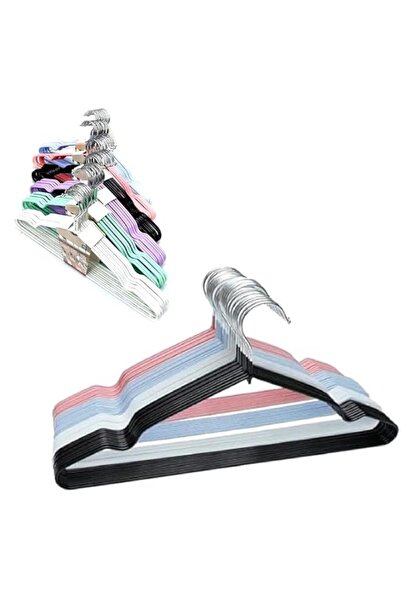 Generic 10-Piece Steel Clothes Hanger Set, Non-Slip Grooved Design, Assorted ...