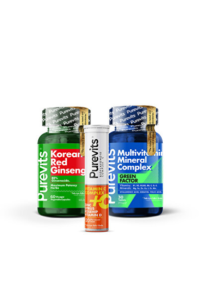 Purevits Yüksek Kalite Yaşam Seti – Multivitamin, C Vitamini, Ginseng Desteği