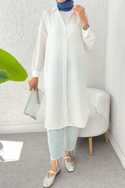 Salih Çelebi Tunica lunga hijab cu nasturi 612139 - ALB