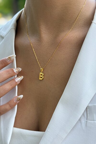 Utku Kuyumculuk 22 AYAR ÖZEL TASARIM BOMBE B HARFLİ ALTIN KOLYE