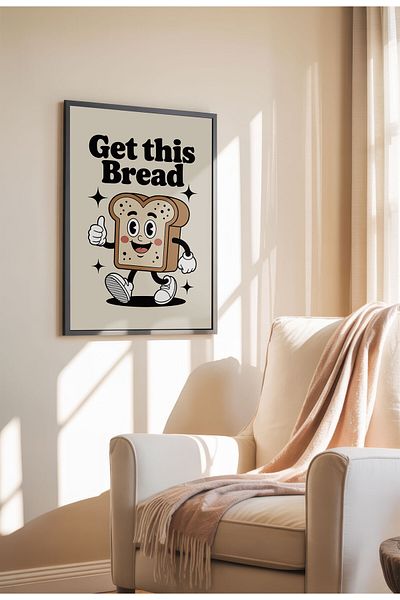 21mxm Unframed Kitchen Wall Art - Get This Bread Poster A3