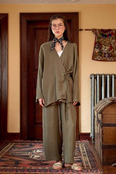 Ceylan Otantik Khaki Muslin Tie Tunic