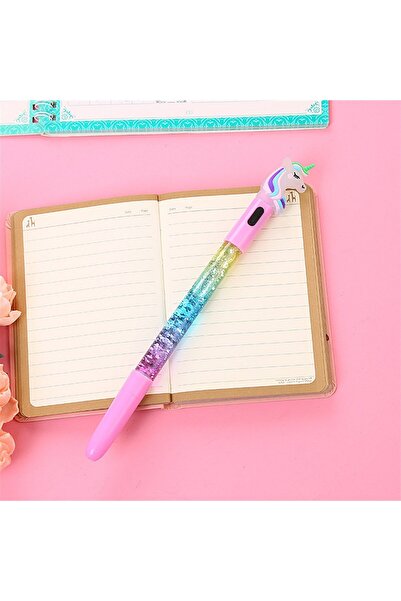 gifttime Unicorn Temalı Işıklı Sulu Pullu Kalem