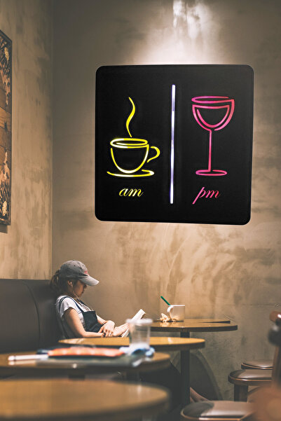 Lucenda Led Işıklı Kadeh Fincan Temalı Dekoratif Tablo Duvar Dekoru Mutfak Ve...