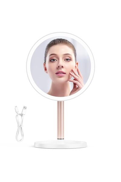 Generic مرآة مكياج بإضاءة LED، مرآة زينة قابلة لإعادة الشحن مقاس 8 بوصات قابل...