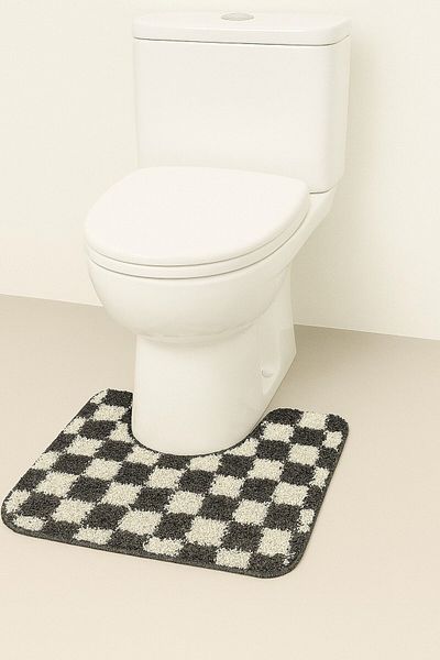 EUROBANO 60X50 cm Washable Non-Slip Base Bathroom Toilet Seat Front Single Mat Shaggy