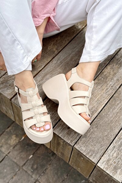 I Love Shoes Oneyas Matte Leather Women's Heeled Sandals Beige
