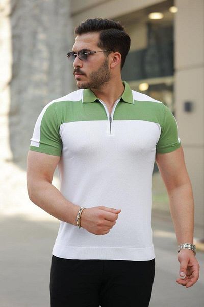 Aymood Men's Zipper Collar Short Sleeve T-Shirt