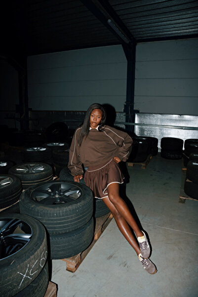 ŞEBNEM GÜNAY Brown Skirt with Shorts