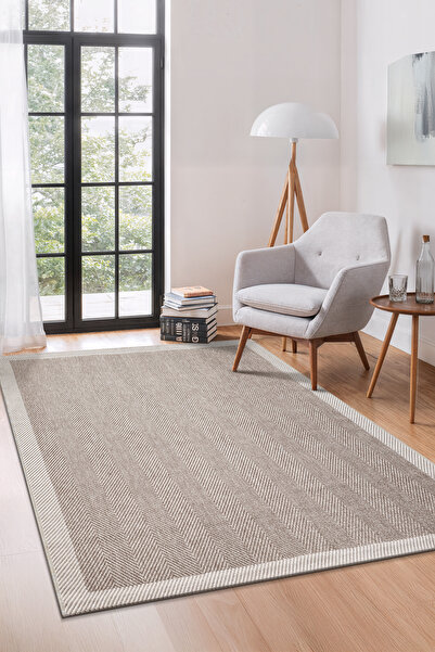Colore Home Sisal Plus Krem Bordürlü Halı Krem İçi Bej Sisal Kilim