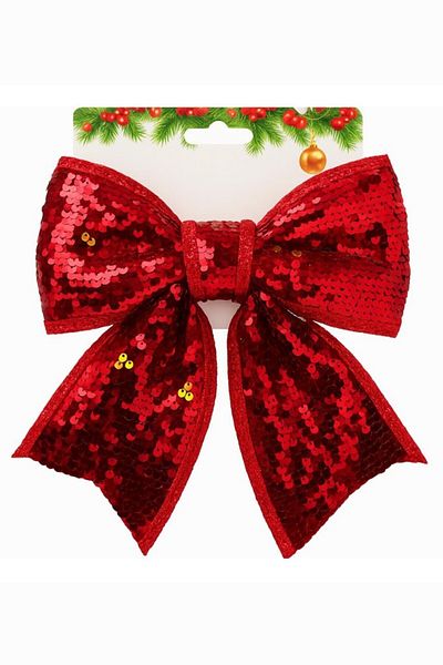 BeySüS Ornament Pom de Crăciun 26 Cm Paiete Fundă Roșie