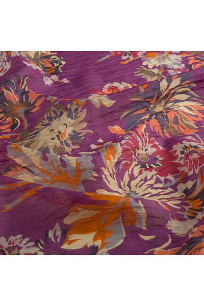 ipekevi Plum Chrysanthemum Patterned Scarf