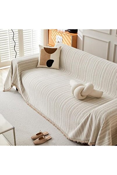 Generic غطاء أريكة شينيل - غطاء أريكة مقاوم للقطط والخدوش مع شرابات | يونيفرس...