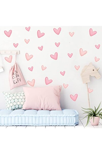 Generic 80pcs Pink Heart Shape Wall Stickers for Bedroom Living Room Girls Ro...