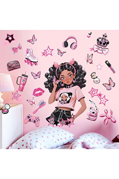 Generic Brand Bedroom Wall Stickers for Black Girls: Peel and Stick Fashion A...