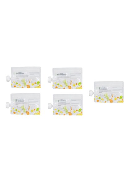 SOHO Feeding device with 5 reusable bags and silicone spoon for children, 200ml, Multicolored