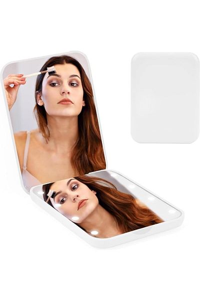 Generic Joyzzz Compact Mirror, 2X Magnification LED Lighted Makeup Mirror, Dual-Sided Folding Travel Mirror