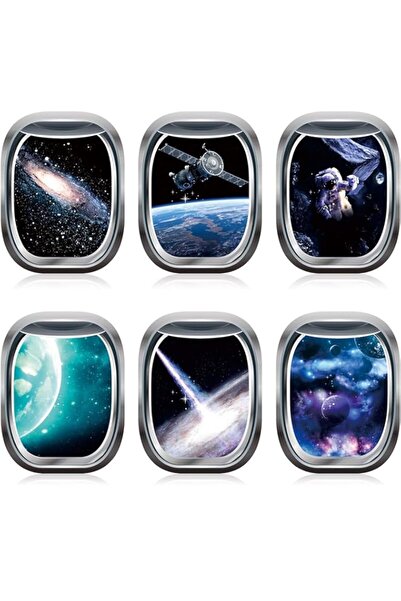 Generic Brand bpa 6 Pieces 3D Space Capsule Window Wall Decal Outer Space Wal...