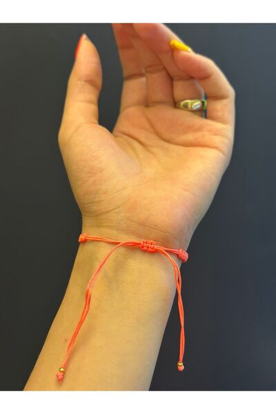 Gönülden Tasarım Orange Thread Handmade Zircon Stone Evil Eye Bead Bracelet