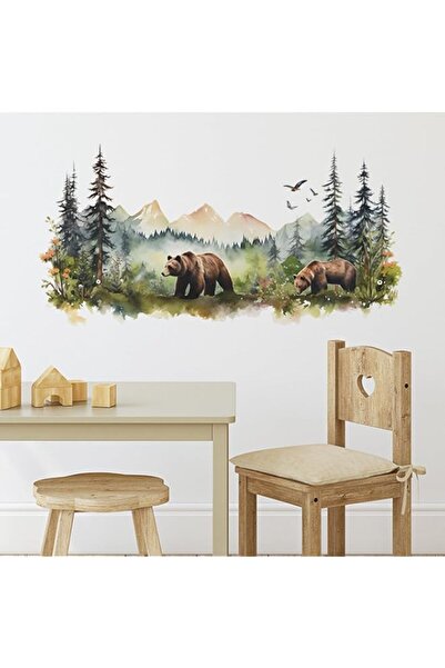 Generic ملصقات حائط على شكل دب، ملصقات حائط على شكل جبل، فن ديكور منزلي، ورق ...