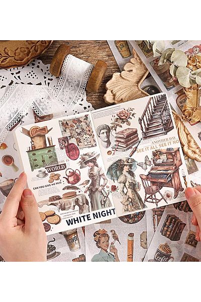 hediyeofisi Vintage My DIY Sticker Book Special Design Sticker Book 23.5X16.5 Bullet Journal Scrapbook