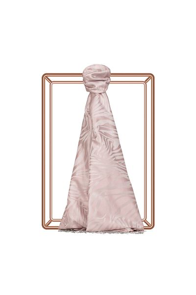 ipekevi Hollyhock Pink Zebra Jacquard Patterned Silk Shawl
