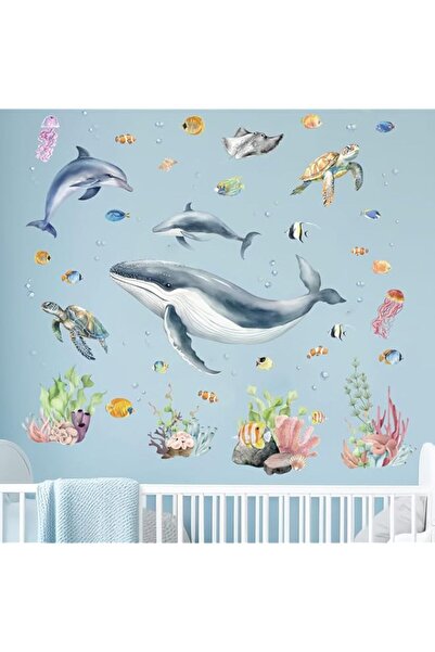Generic Brand Under The Sea Wall Decals - Marine Theme Shark Whale Fish Seawe...