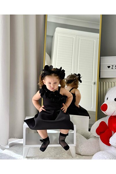 ÖZSEMODA Scuba Tek Omuz Çiçekli Elbise