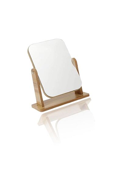 Generic Sweet seven Natural Wooden Vanity Makeup Mirror - Single Sided 360° Swivel, Portable High-Definitio
