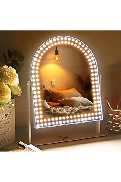 Generic مرآة زينة هوليود من FENCHILIN مزودة بإضاءة، و9 لمبات LED، وتحكم ذكي ب...