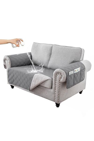 Generic Karysatle Reversible Sofa Couch Cover Water Resistant Couch Covers, Washable Furniture Cover with N