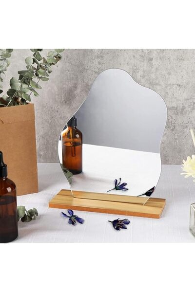 Generic مرآة مكياج أكريليك من ماسرو مع حامل - ديكور مكتبي جميل - مرآة زينة بد...