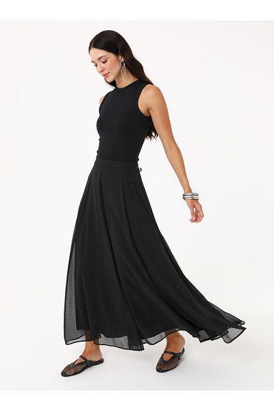 Refka Chiffon Skirt - Black -