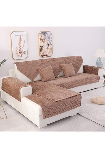 Generic TEWENE Sofa Cover, Velvet Couch Cover Anti-Slip Sectional Couch Covers Sofa Slipcover for Dogs Cats