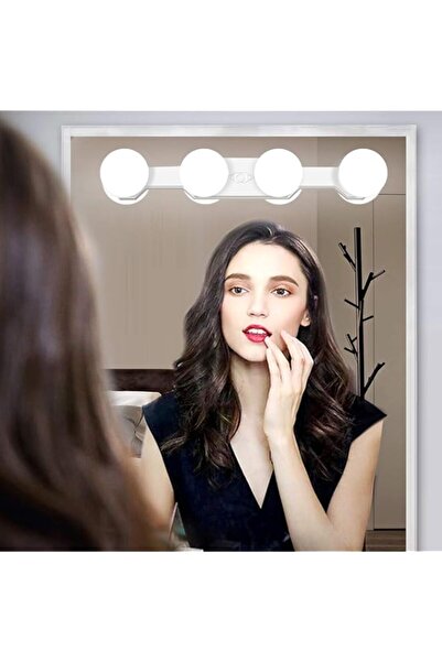 Generic مرآة حمام احترافية محمولة لاسلكية قابلة لإعادة الشحن مزودة بـ 4 مصابي...