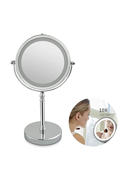 Generic مرآة فولوكو المكبرة x10 مع أضواء، مرآة مكياج مكبرة 10 مرات مع إضاءة ع...